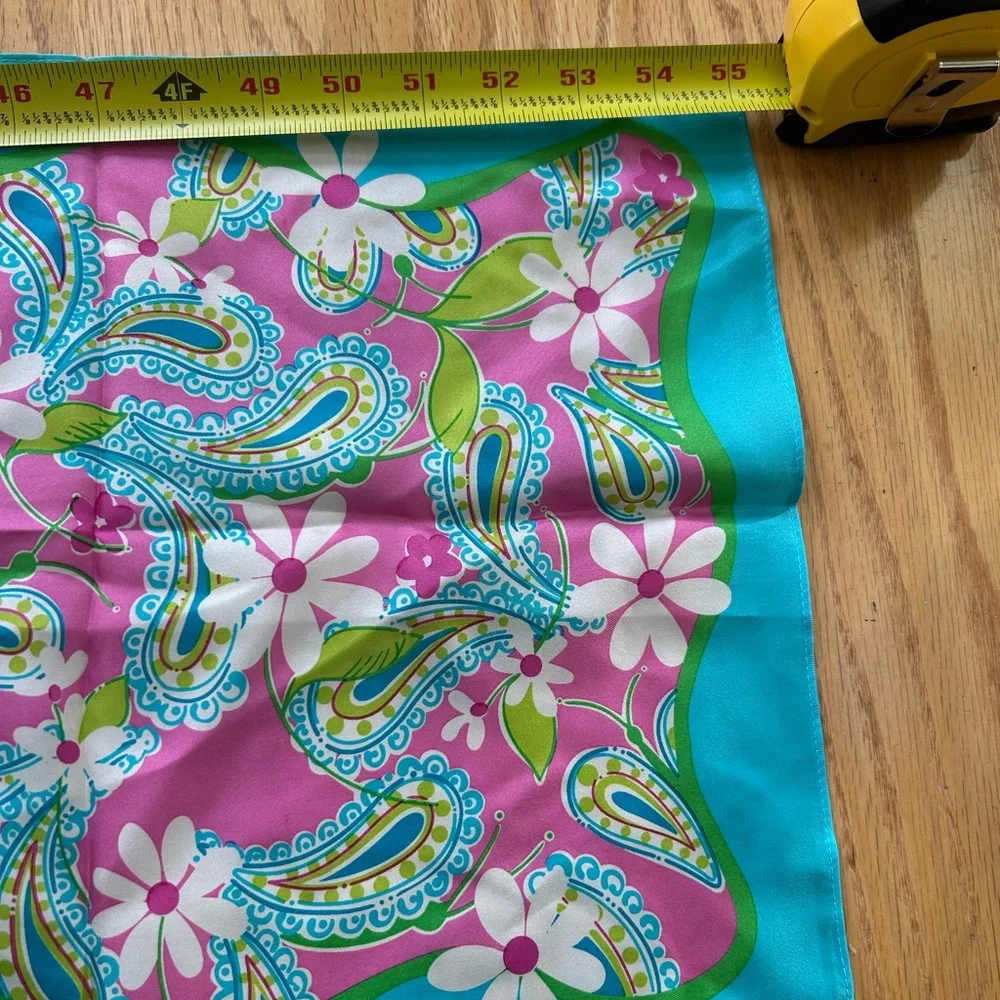 Lilly Pulitzer x Ford 100% Silk Scarf Breast Cancer Awareness Floral Paisley 55